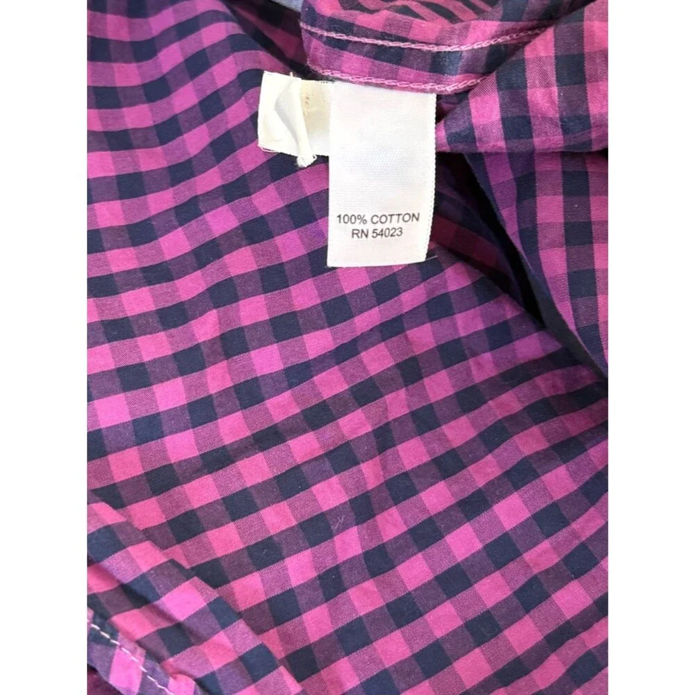 Banana Republic Purple and Black Check Button-Down Shirt Size L